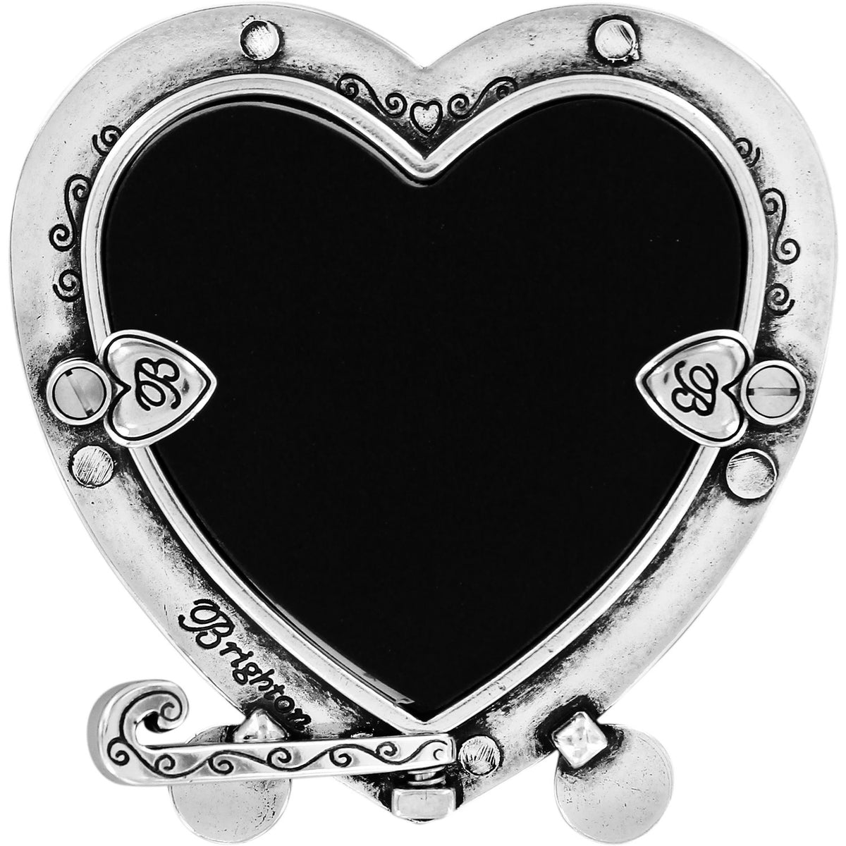 Silver plated sweetheart frame holding a photo