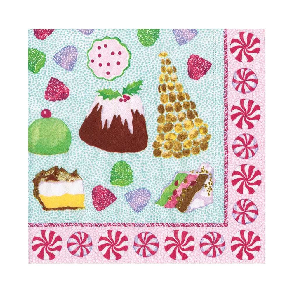 Triple-ply luncheon napkins with colorful museum artwork designs printed in Germany.
