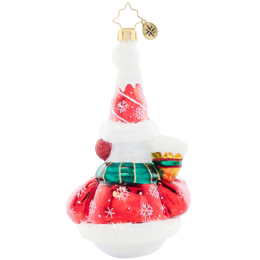 Swept Up Snowman figurine with a broom handle in blue-gray tones.