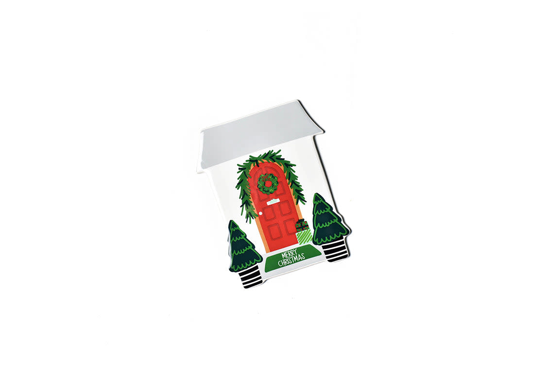 Ceramic holiday home mini attachment with hook and loop fastener in neutral tone.