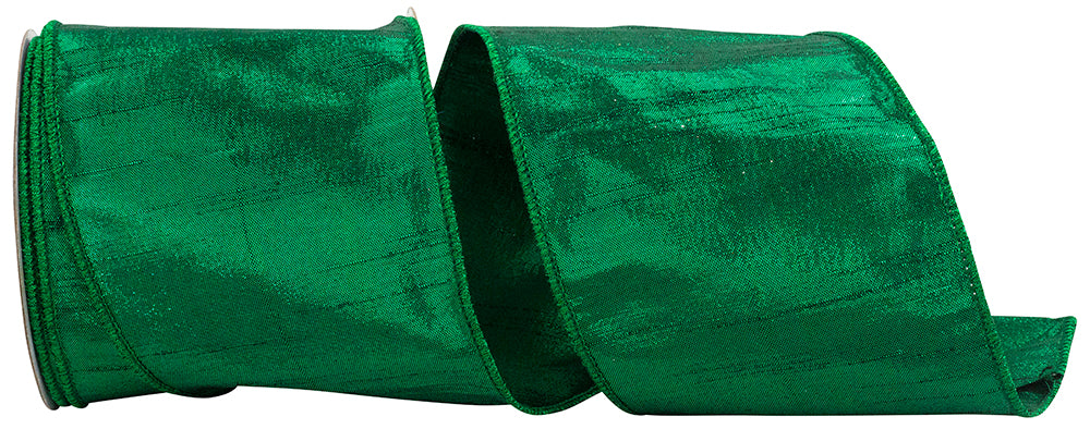 4" Metallic Dupioni Texture Colors Wired Edge Ribbon