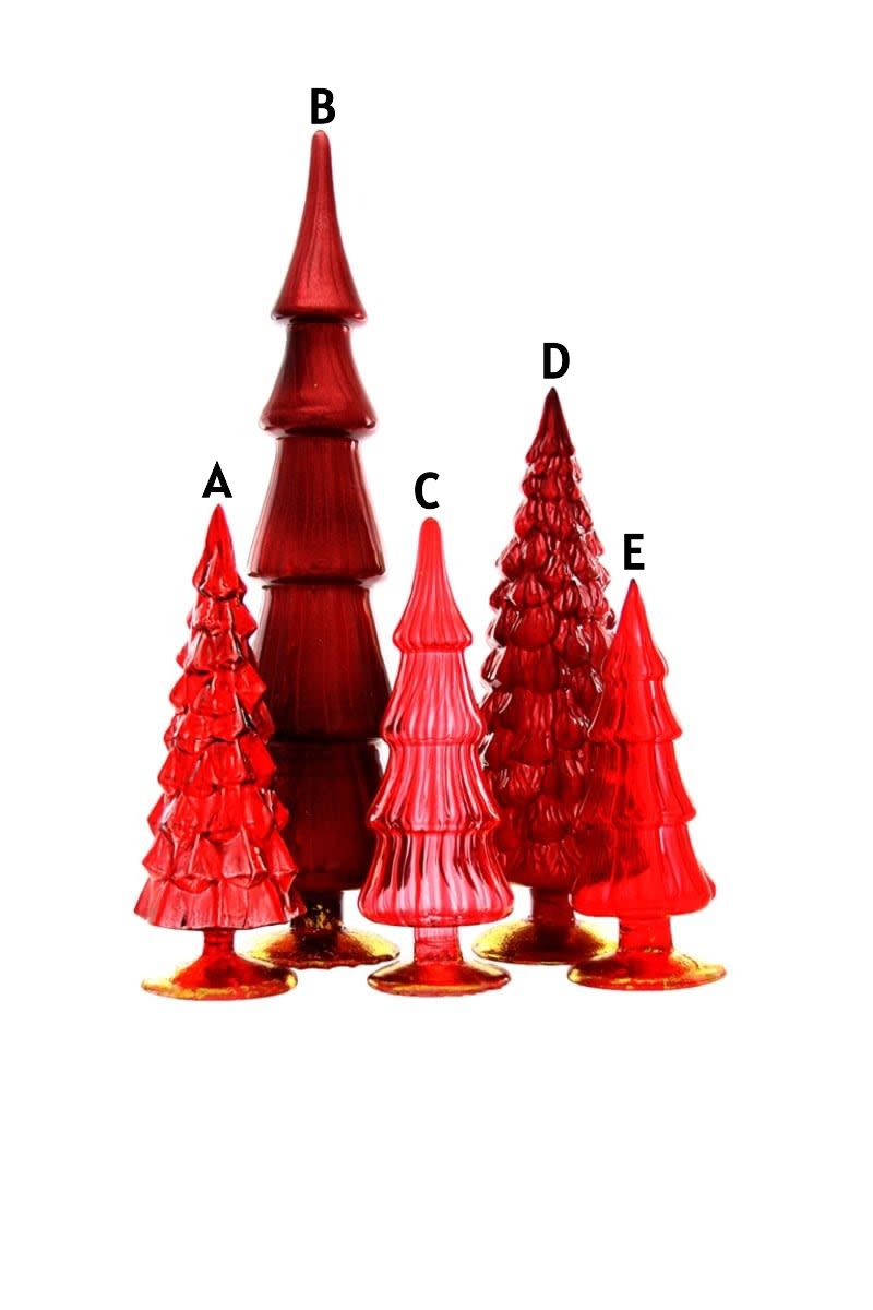 Clear glass Hue Tree candle holder with a slender stem and flared base.