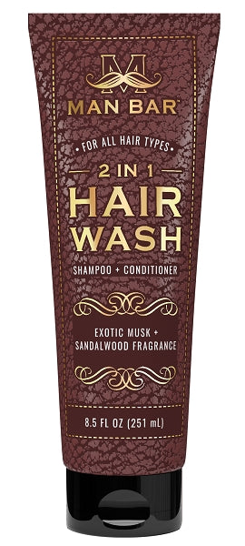 Man Bar 2 in 1 Hair Wash bottle with blue label