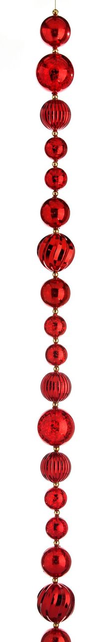 60-inch vacuum plate mercury ball ornament garland with reflective silver spheres.