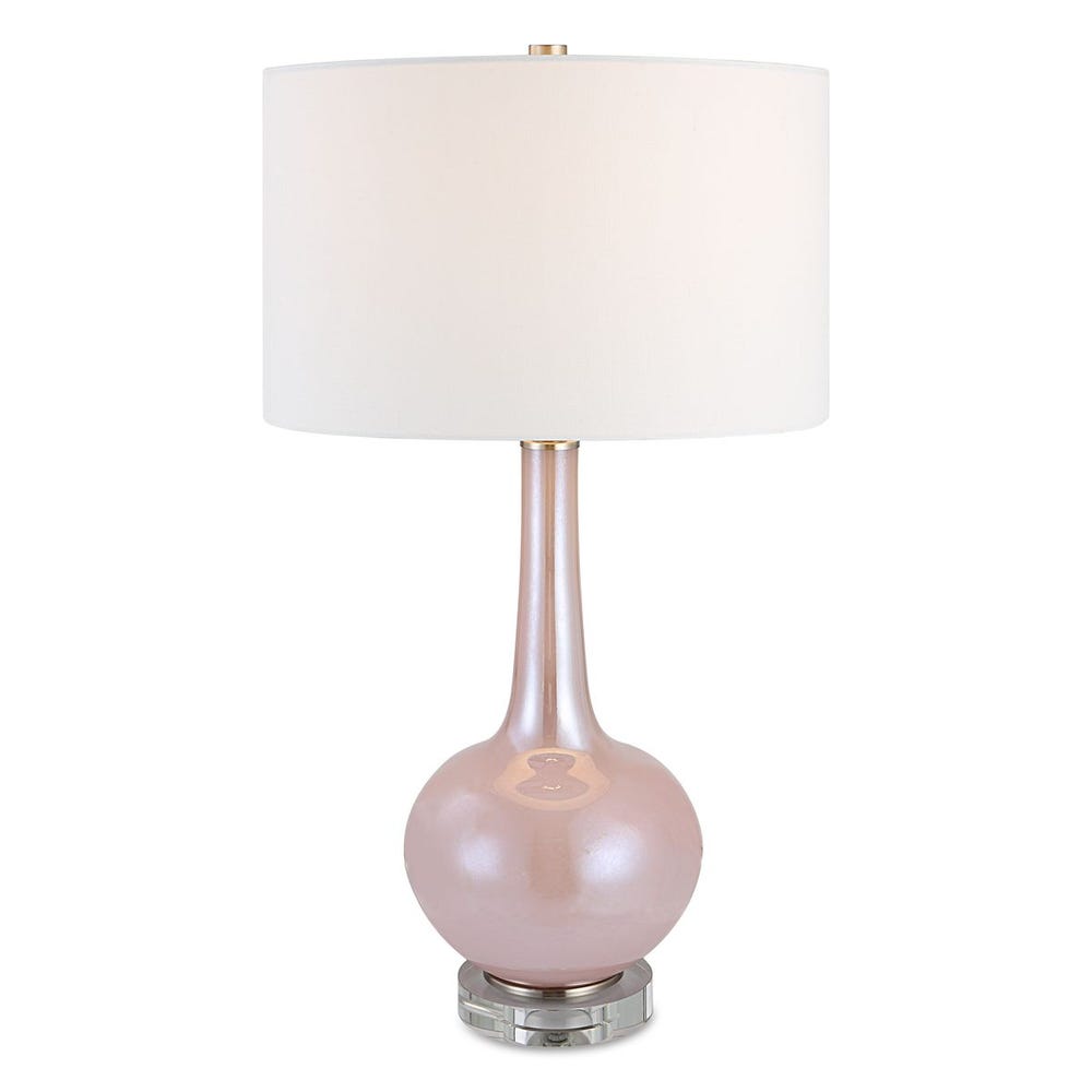 Rosa table lamp with a cylindrical shade in soft pink hue.