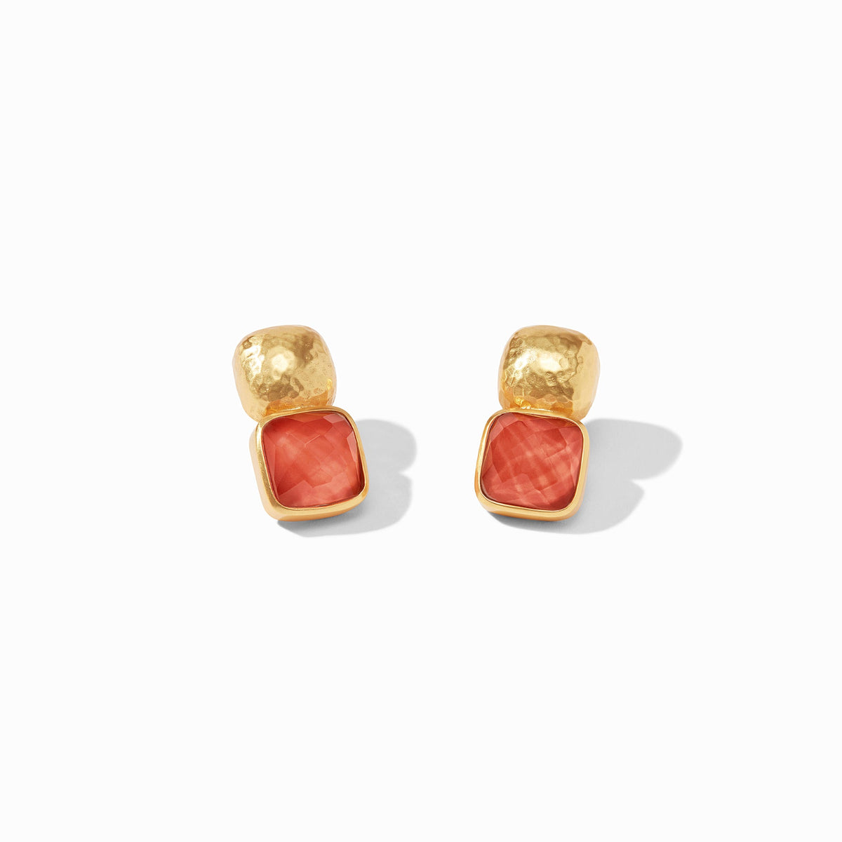 Catalina earring with 24K gold plate finish featuring a one-inch imported glass and mother-of-pearl drop.