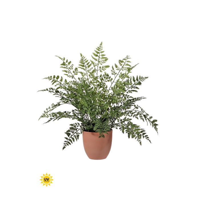 Natural Touch Maiden Fern artificial plant in a brown pot with green fronds.