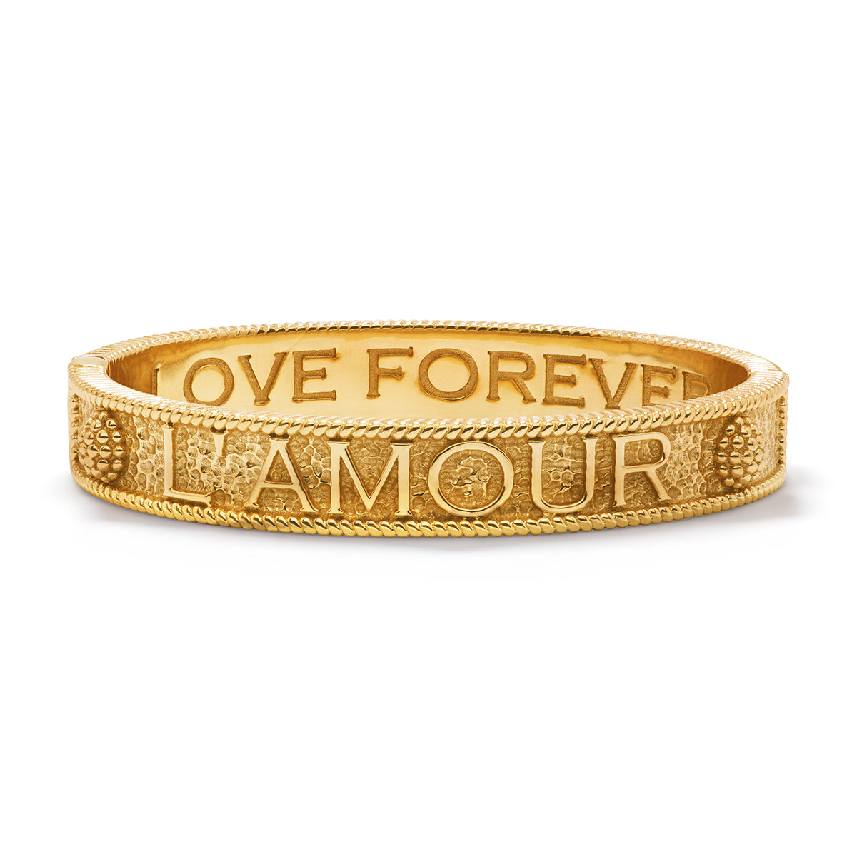 Gold hinged bangle bracelet with anti-tarnish coating