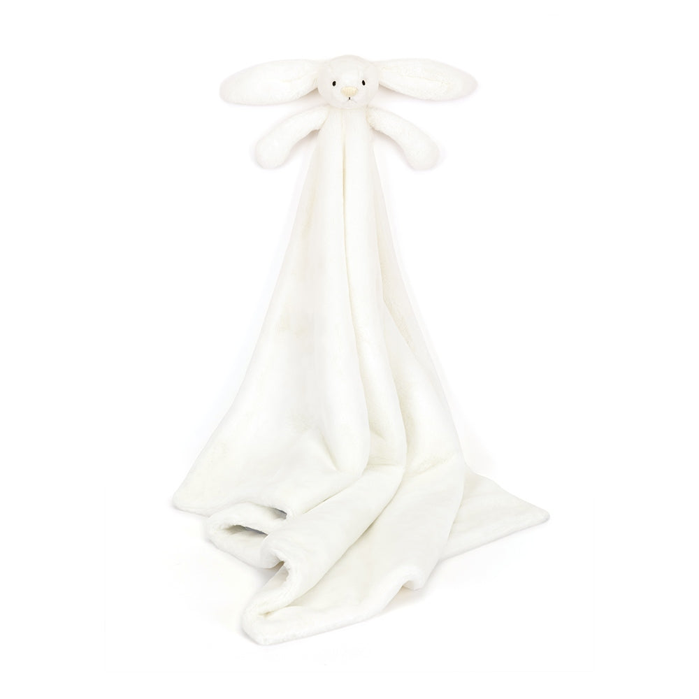 Bashful Luxe Bunny Blankie in cream white with long ears and soft plush fabric.