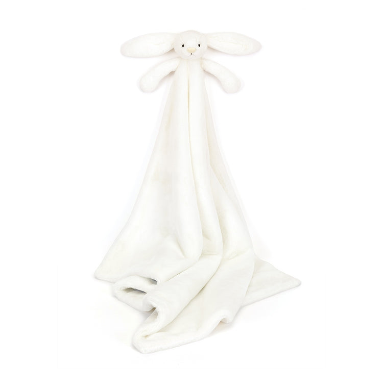 Bashful Luxe Bunny Blankie in cream white with long ears and soft plush fabric.