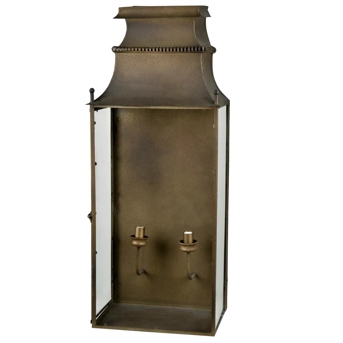 Country Club wall lantern with a rectangular metal frame in dark finish.
