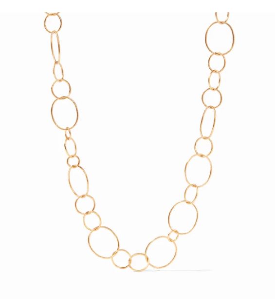 Colette Texture Necklace in 24K gold plate featuring a chain of varied circular and oval links.
