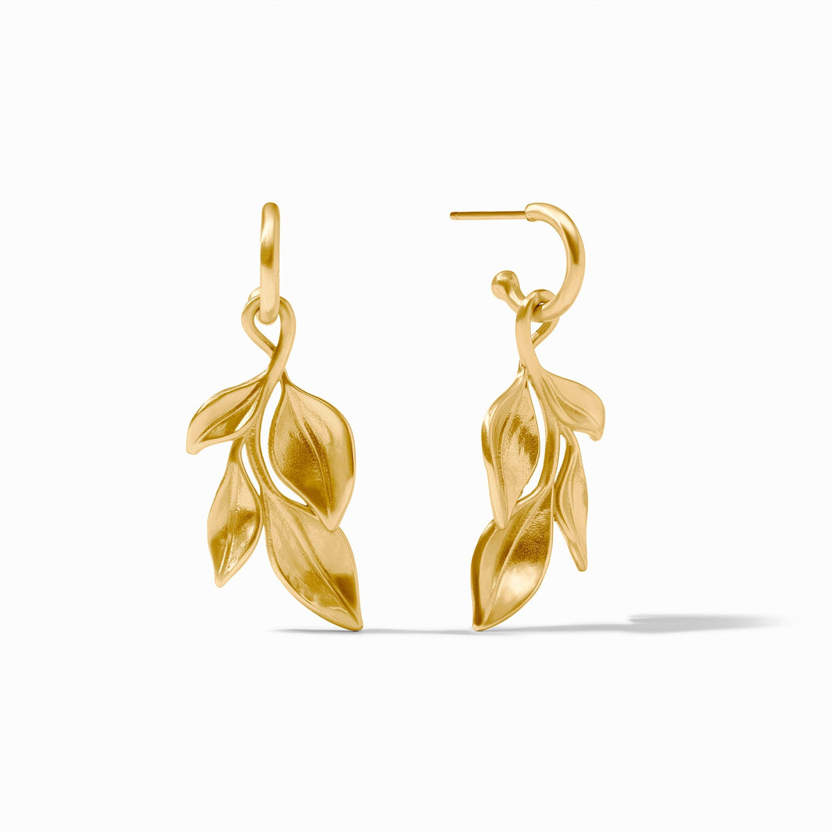 Willow Hoop & Charm Earring in silver-tone metal with a delicate willow branch design and small charm.