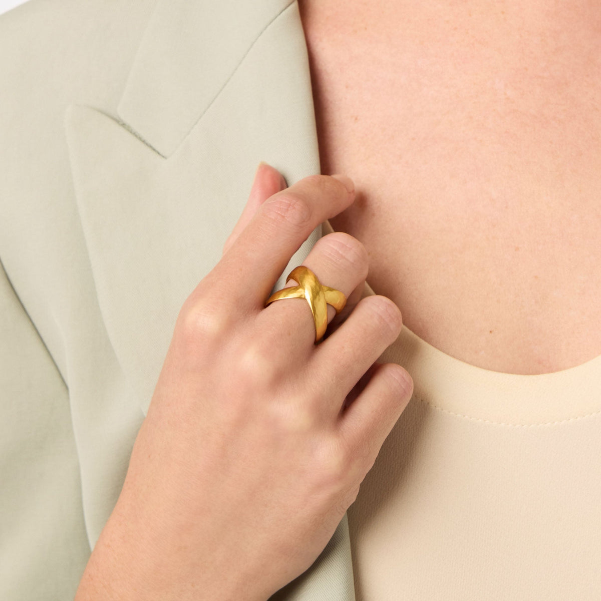 Adjustable Catalina X ring in gold-tone metal with a sleek band silhouette.