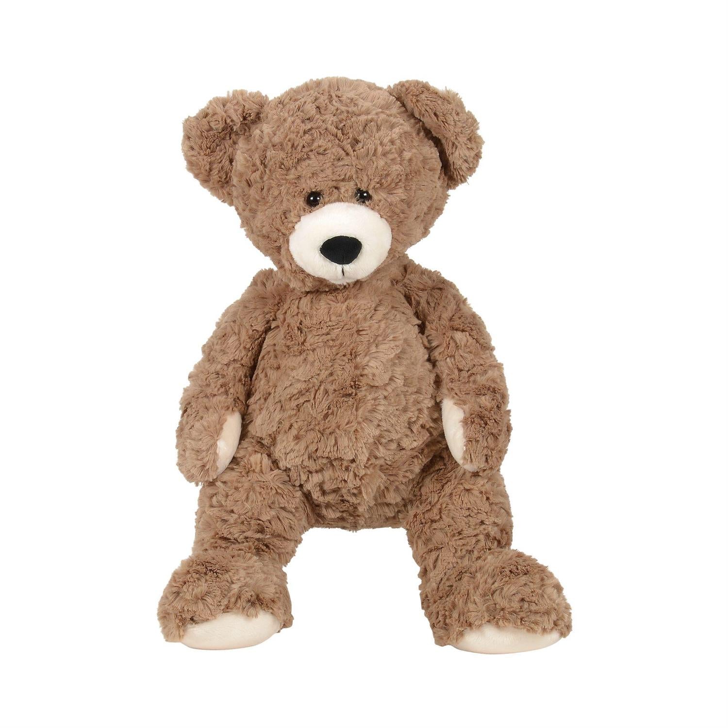 Boys Bears Cocoa McCuddles plush teddy bear in brown with cream accents and microbead weighting.