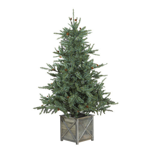 Green PVC Littleton Spruce artificial Christmas tree in box with hinged construction