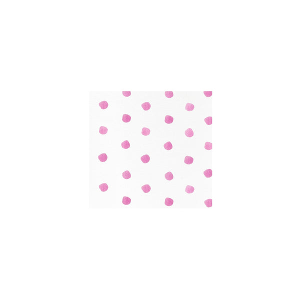 Pack of twenty white spunlace dot-pattern cocktail napkins folded into squares.