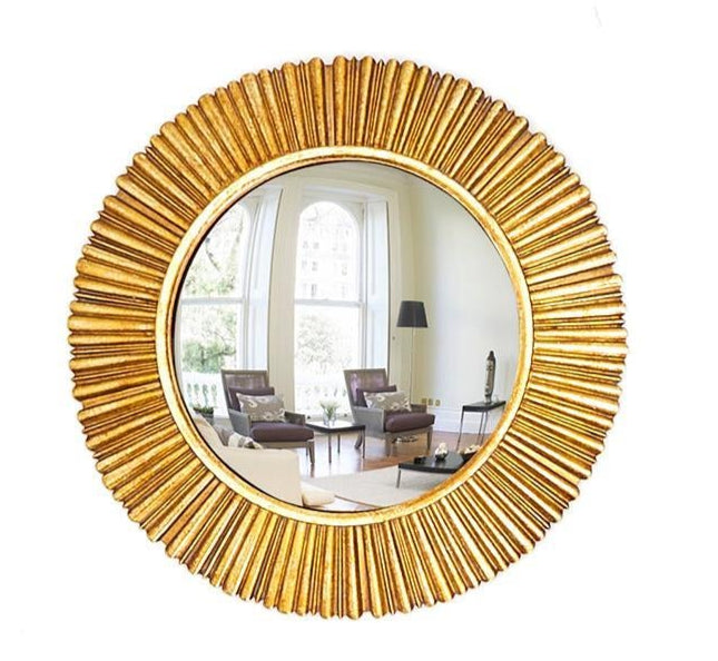 Gold leaf convex wall mirror with resin frame
