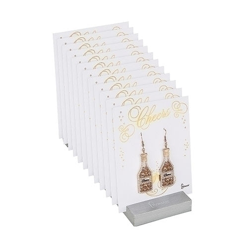 Champagne bottle shaped earrings with a metallic gold finish.