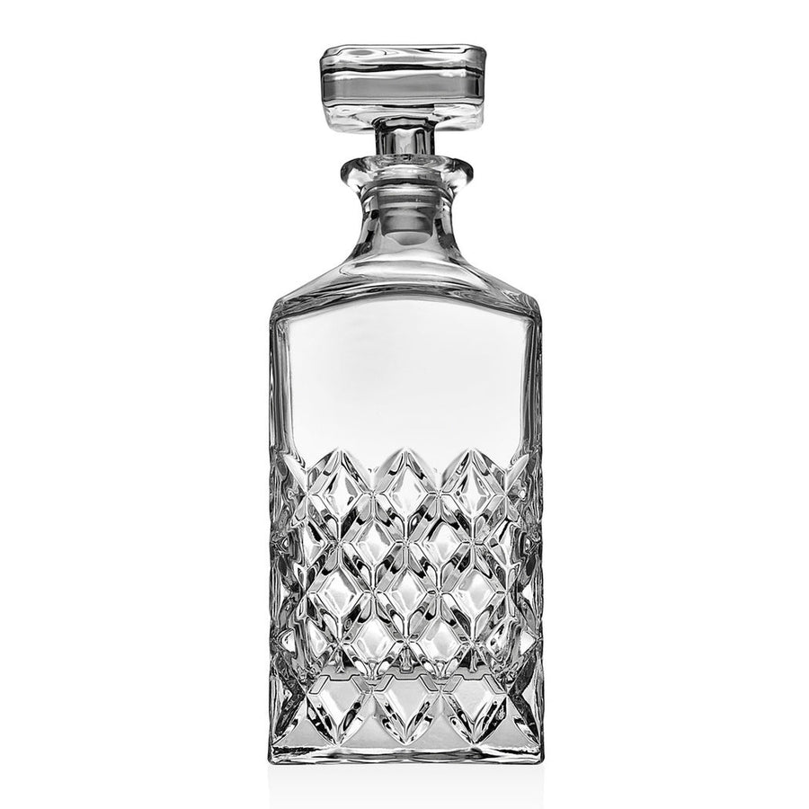 Hatch Whiskey Decanter in clear glass with a wide cylindrical body.