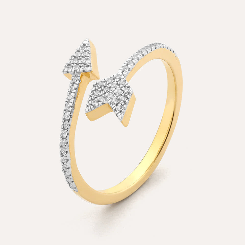 Sterling silver ring with a diamond arrow pointing up on the band.