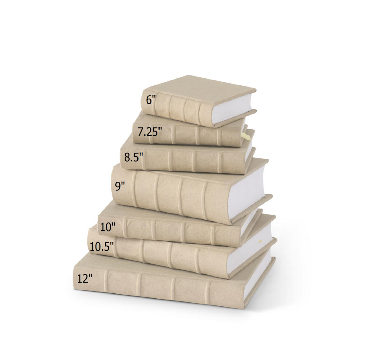 Tan canvas journal with lined paper pages visible inside the open cover.