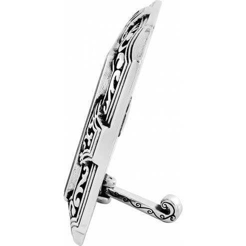 Silver plated square wall clock with swivel arm mount