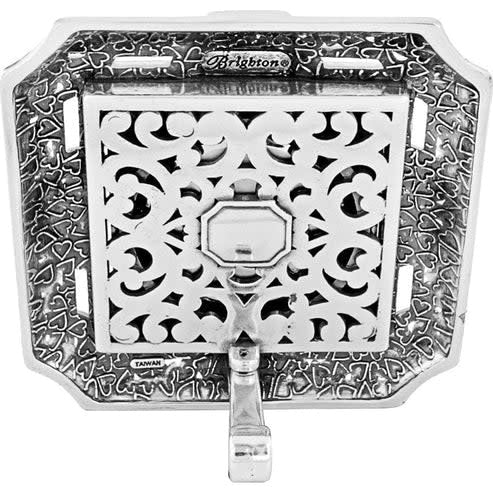 Silver plated square wall clock with swivel arm mount