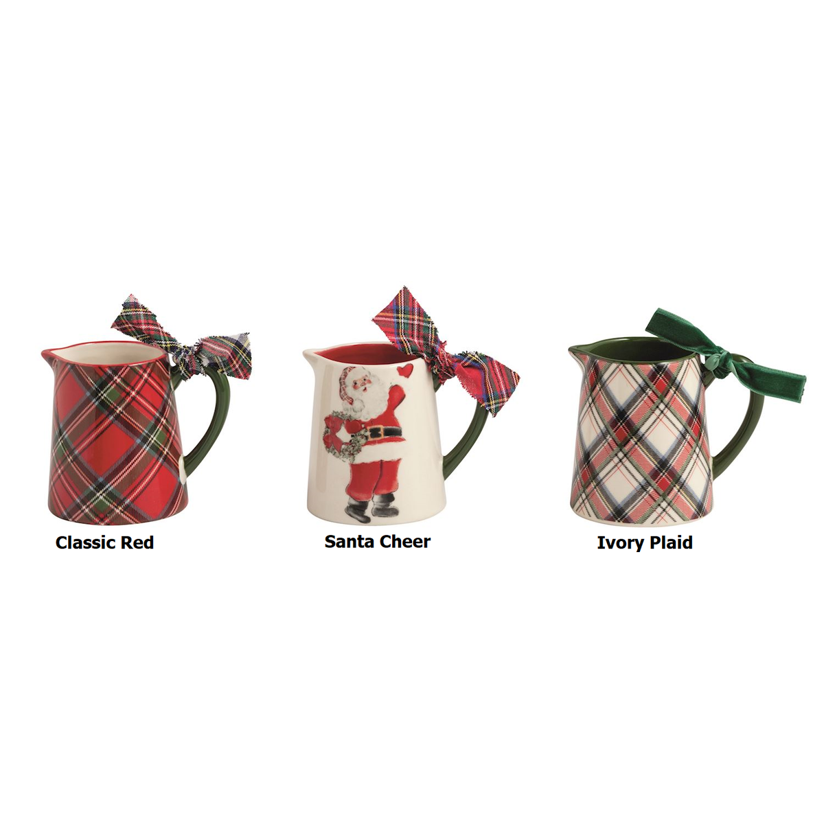 Tartan Bud Vase: stoneware pitcher with hand-painted rim and handle in a tartan pattern.