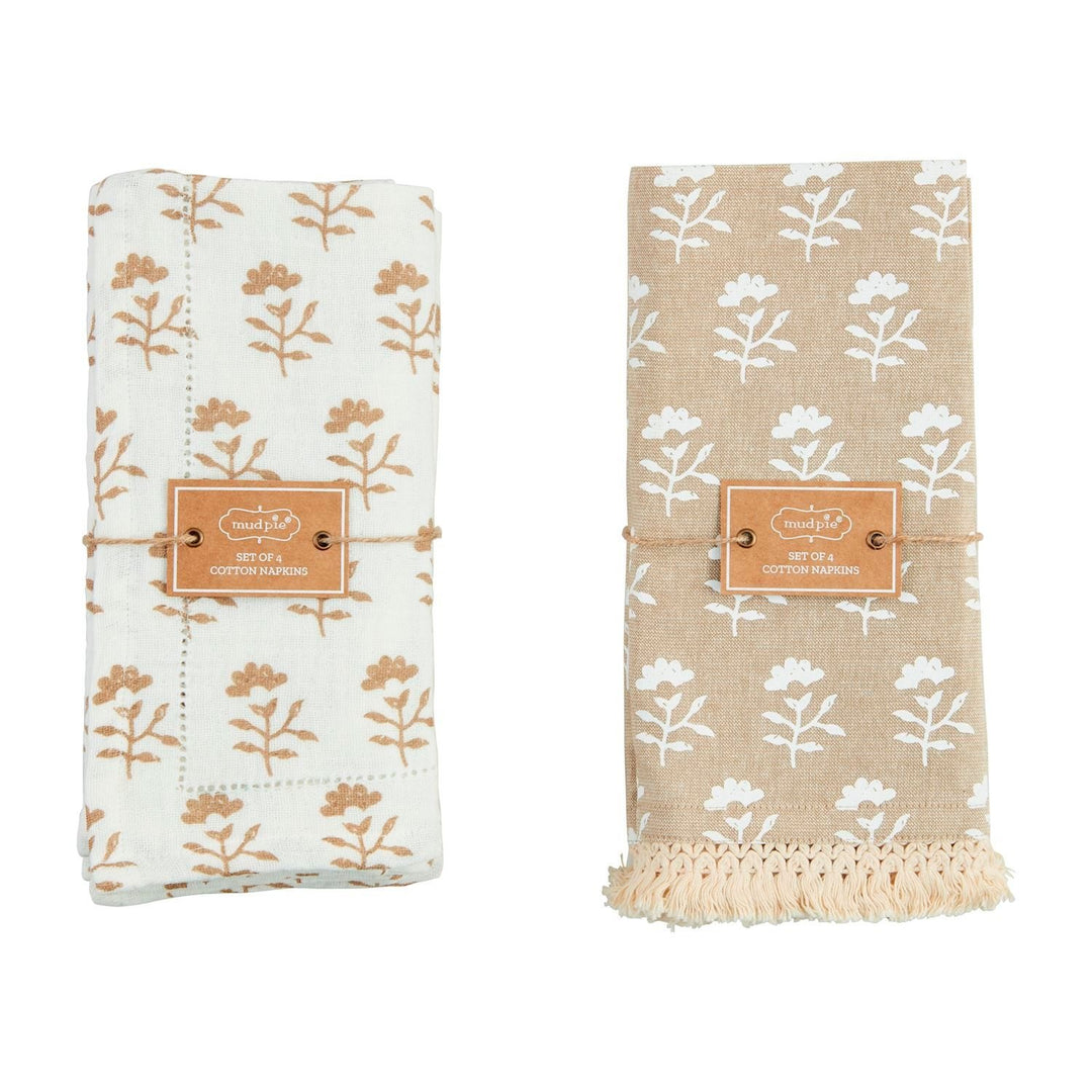 Taupe Block Print Cloth Napkin
