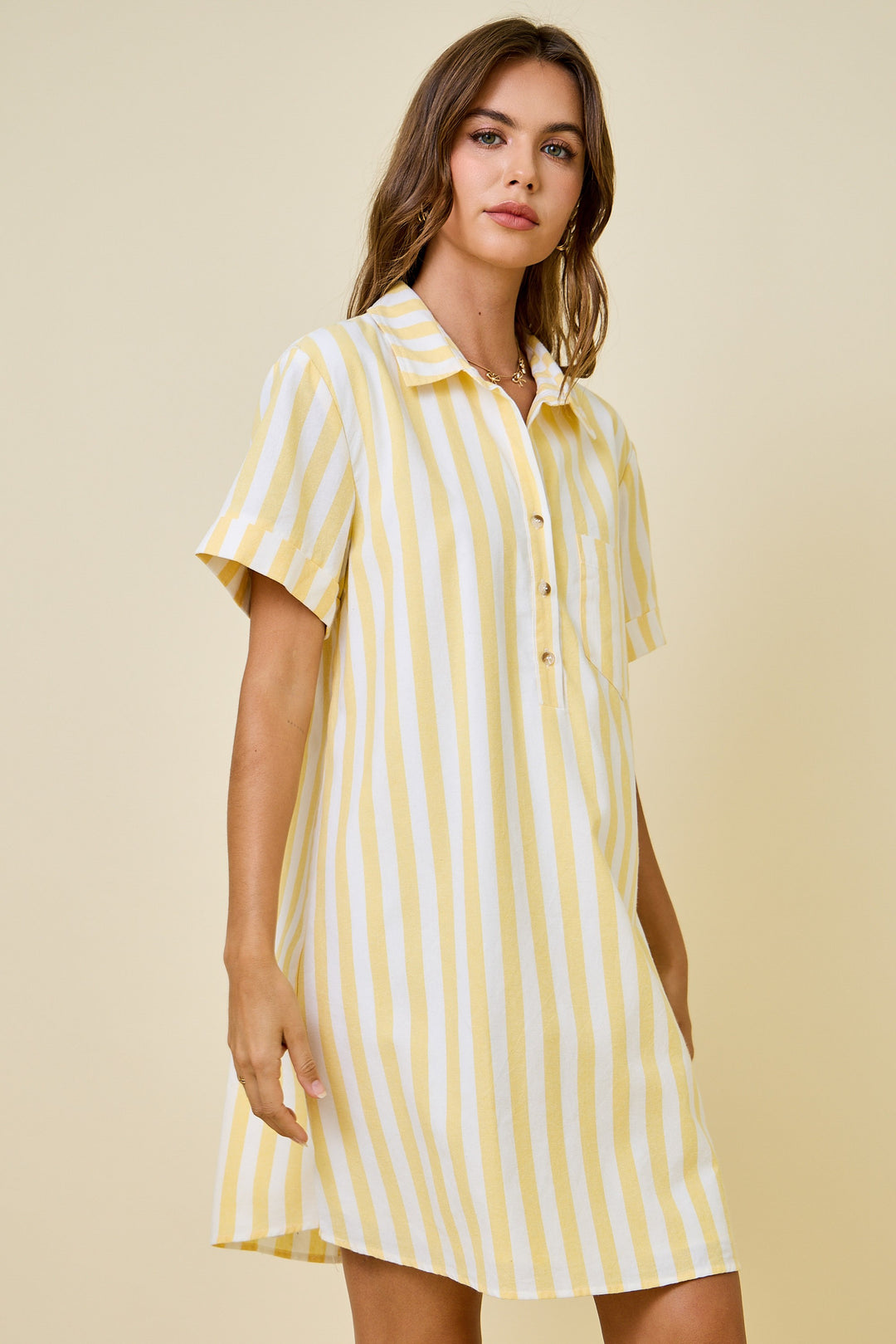 Harper Striped Easy Shirt Dress W/ Pocket Detail & Lining
