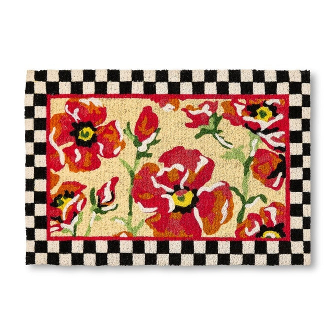Mackenzie Childs Red Poppies Entrance Mat