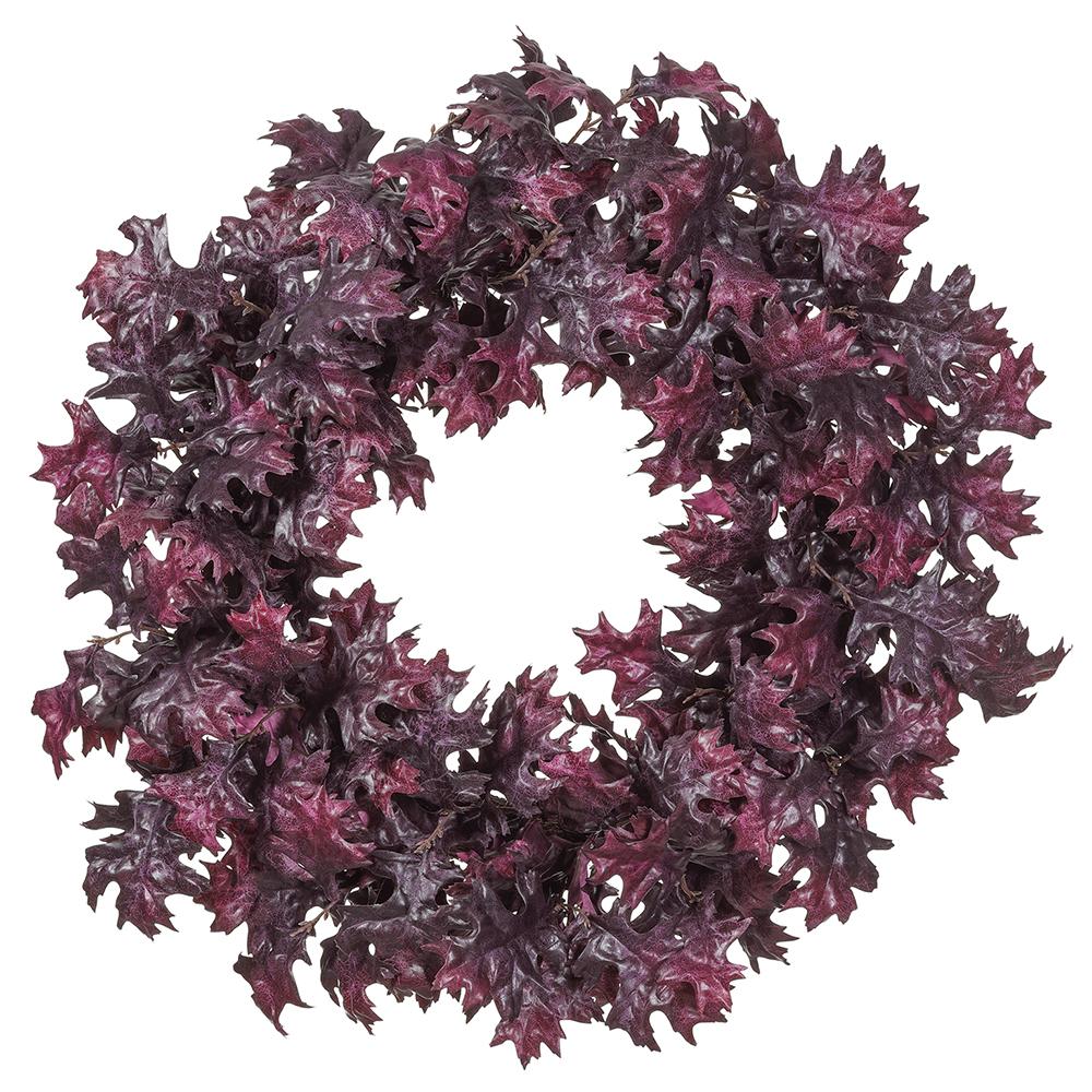 30-inch two-tone purple oak leaf wreath with a circular design and textured foliage.