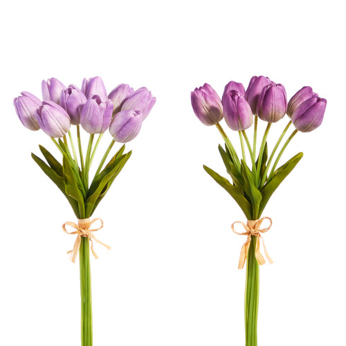 Bundle of nine artificial tulip flowers made from polyester and plastic with a realistic touch finish.