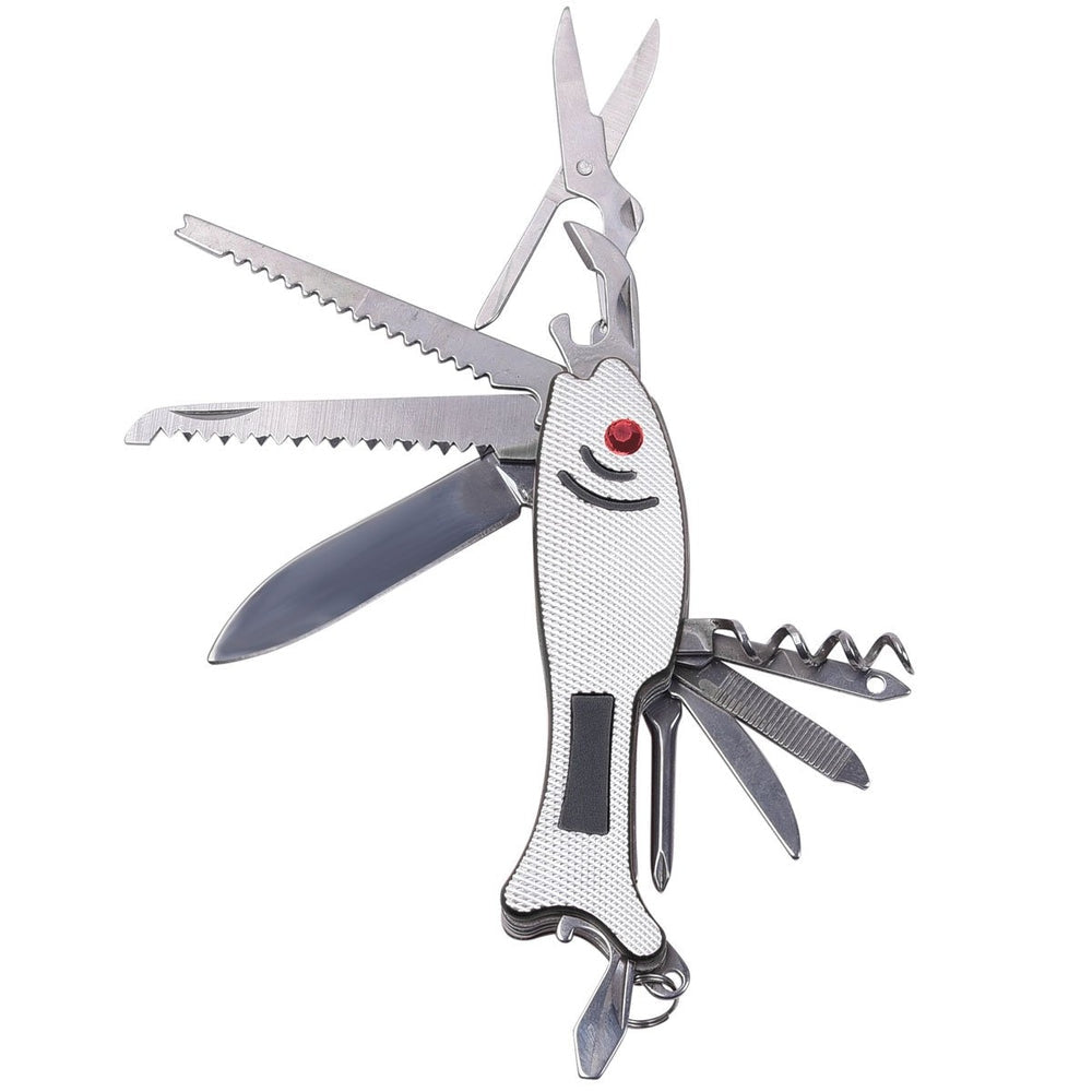 Stainless steel Fisherman's Friend multi-function pocket tool with alloy construction.