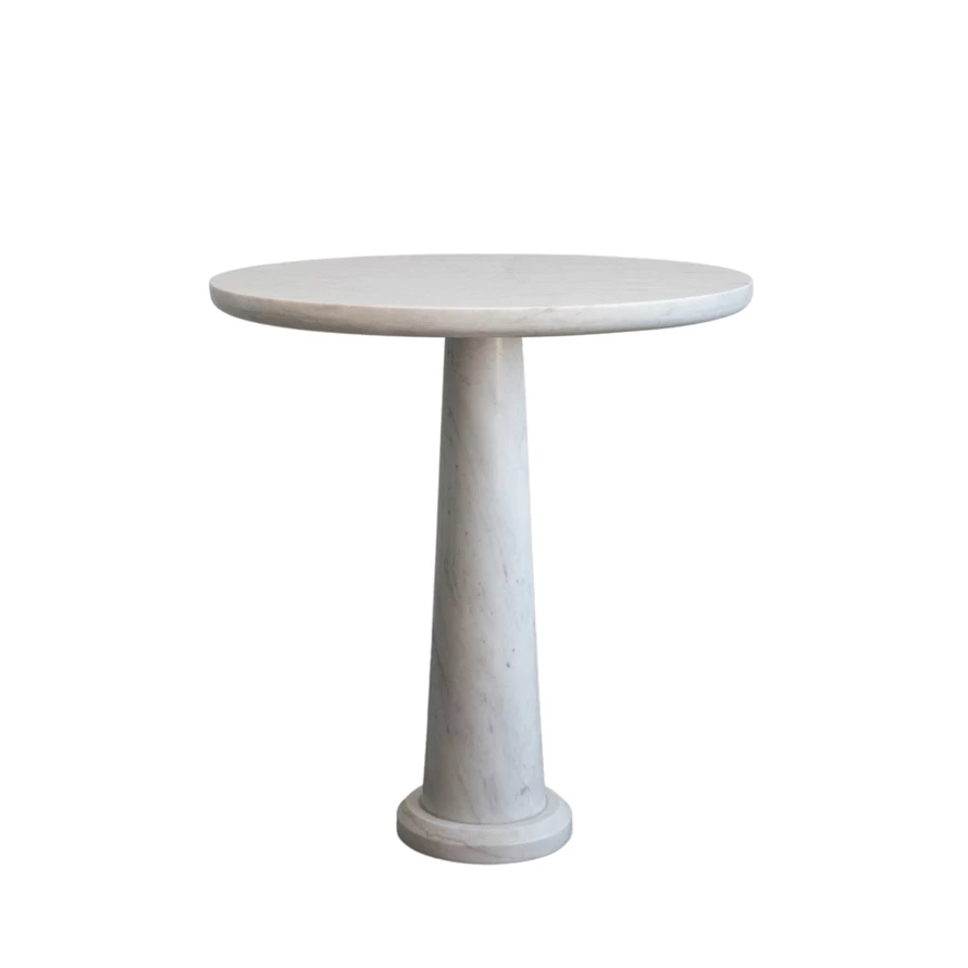 Round marble table with a KD construction frame