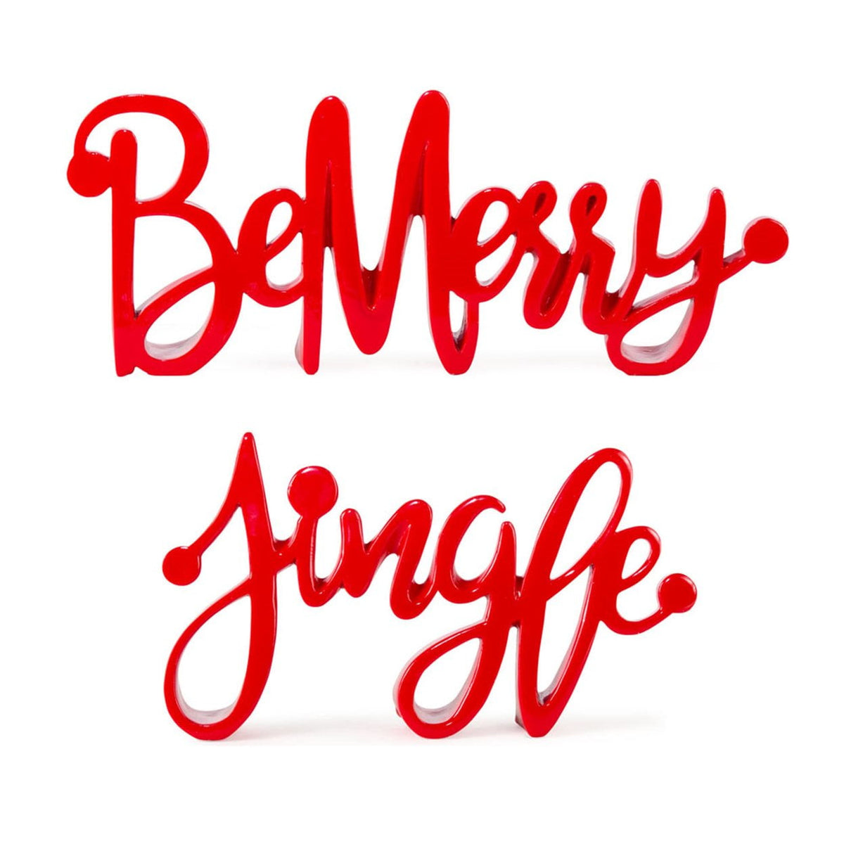 Red polyresin sign with a simple geometric shape.