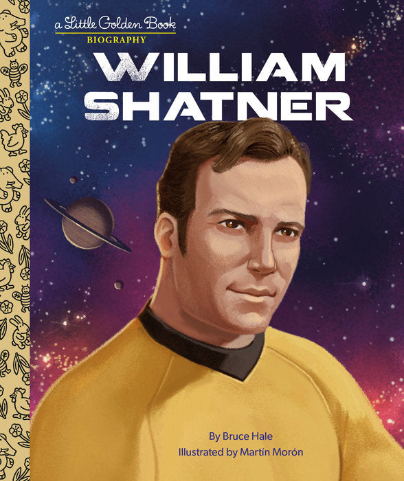 Little Golden Book biography titled William Shatner featuring a portrait on the cover with yellow spine and white text.