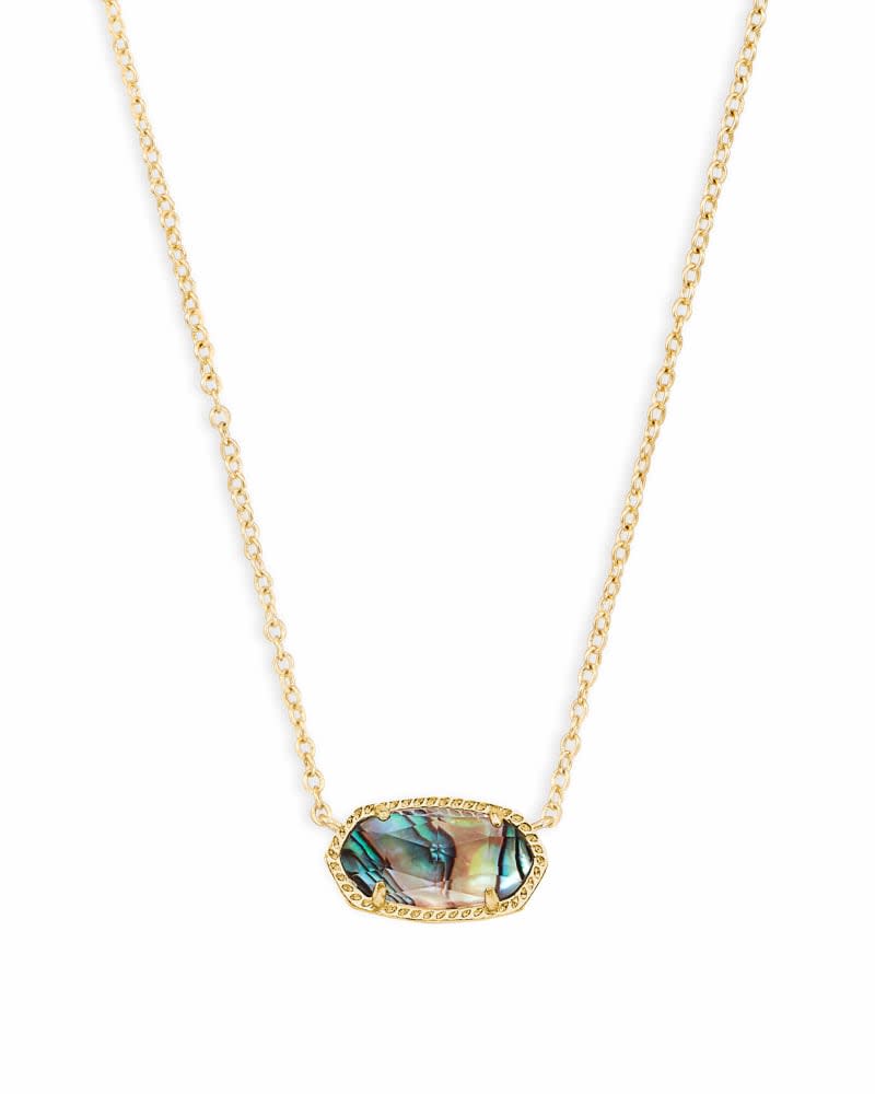 Elisa Short Pendant Necklace in gold-tone metal featuring a small rectangular pendant on an adjustable chain.