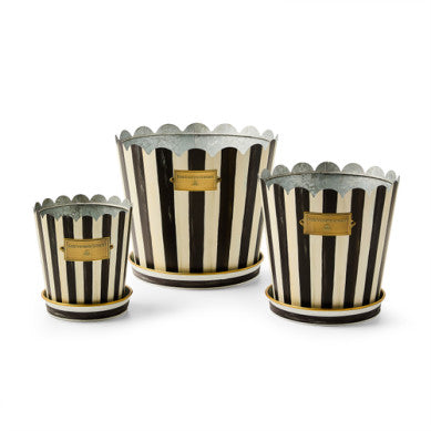 Stripe Pot & Saucer - Sold Individually