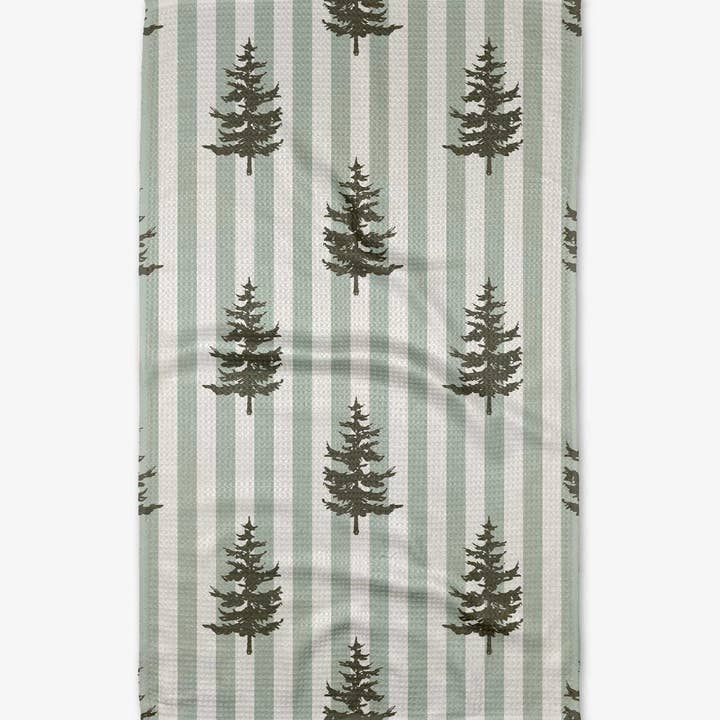 Waffle weave holiday tea towel with single-sided print