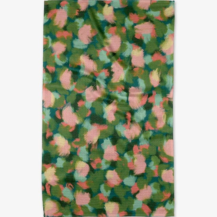 Recycled polyester waffle weave tea towel with single-sided print