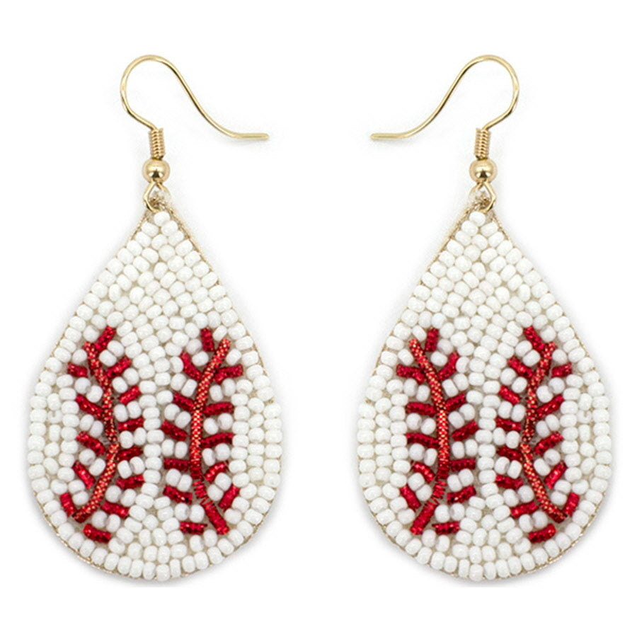 Teardrop-shaped sporty earrings with a single bead per drop.