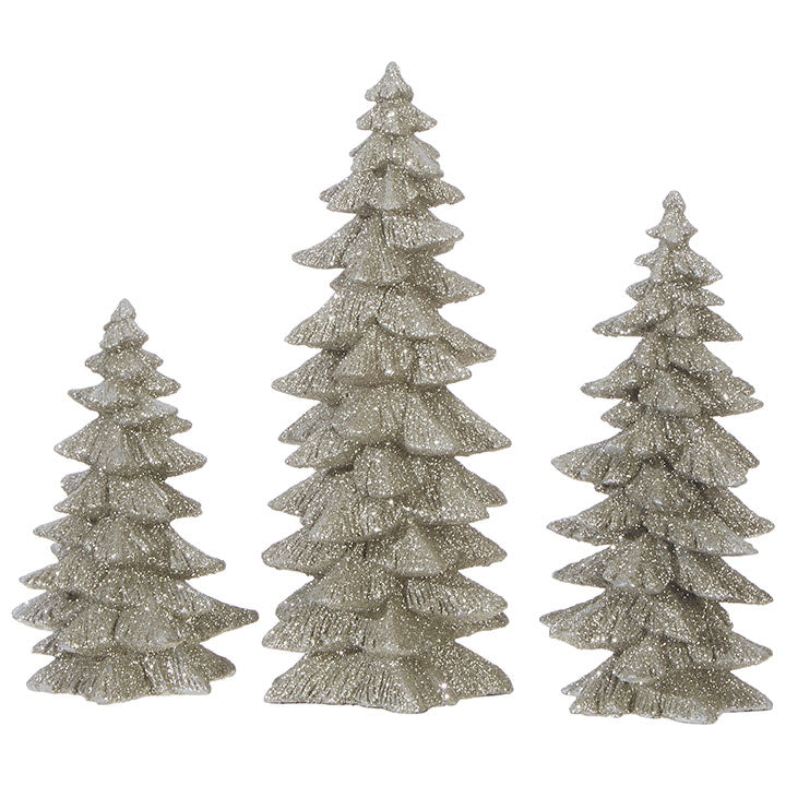 Medium resin tree with glitter finish in a natural brown tone
