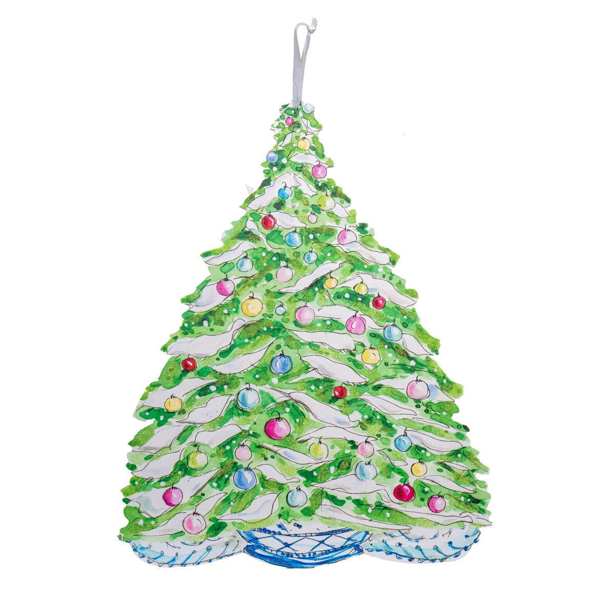 Beck's Winter Wonderland PVC door hanger shaped as a decorated Christmas tree with white and red accents.