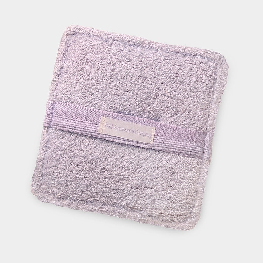 Lavender terry cloth soaping sponge with a pocket handle