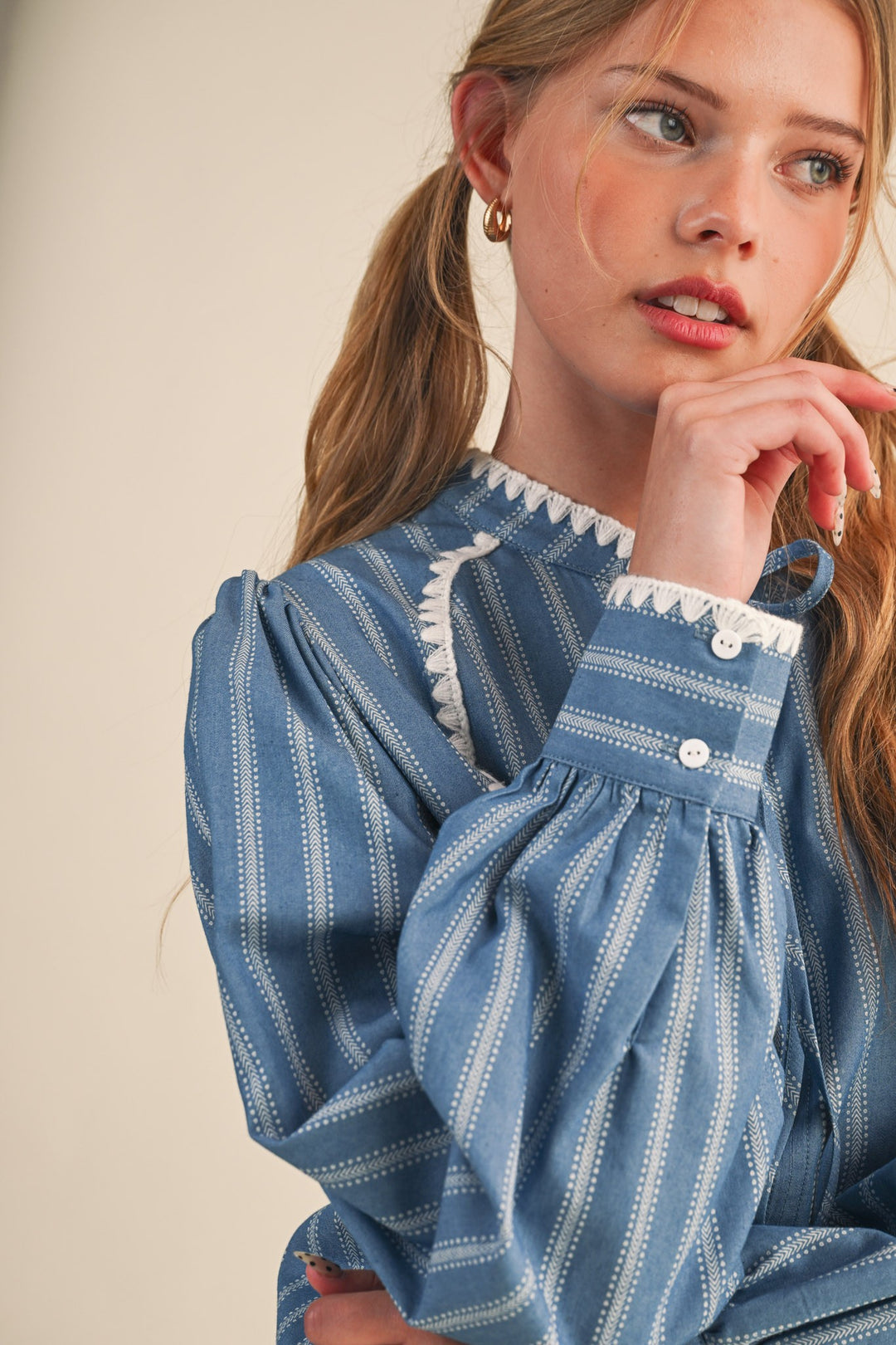 Nikka Striped Puff Sleeve Top