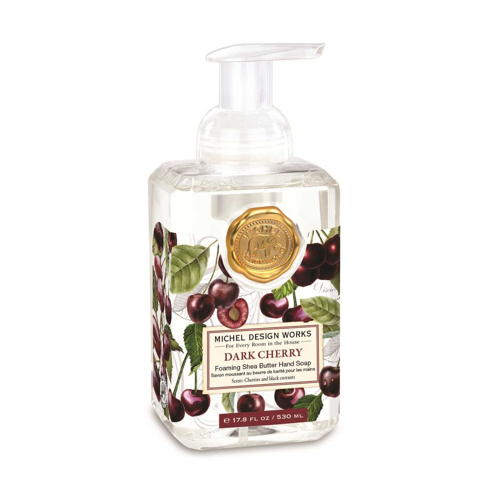 Foaming hand soap dispenser with a white bottle body.