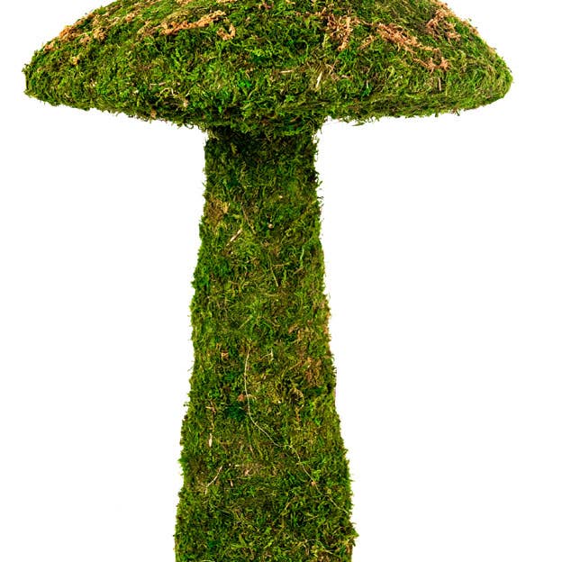 Green moss mushroom planter with a natural organic shape.