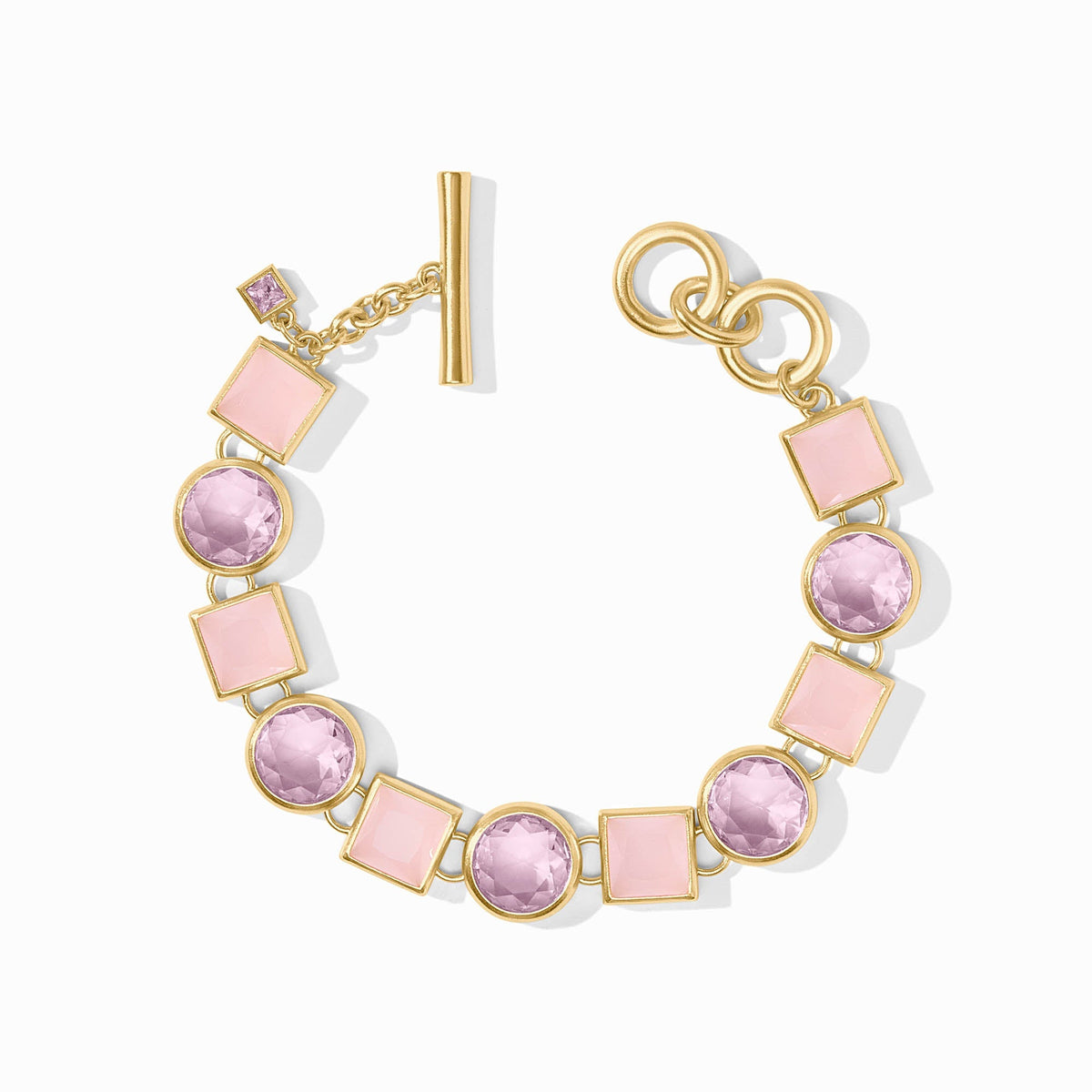 Adjustable gold-plated tennis bracelet with toggle clasp